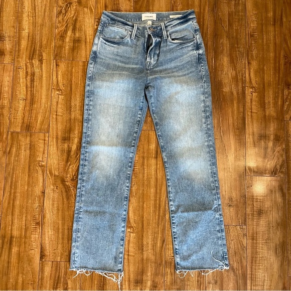 FRAME Women’s Le High Straight Blue Distressed Size 26 - Picture 1 of 12